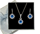 480/117 komplet srebrny kwiatuszki z błyszczącymi błękitnymi cyrkoniami