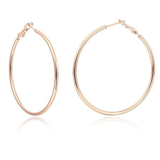 Kol 599/773 KOLCZYKI koła 60 mm, stal szlachetna koloru różowego złota, zapięcie zamknięte