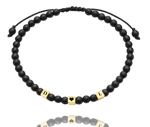 Bransoletka dla par z grawerem stal szlachetna, kamieniami naturalnymi 1863/2