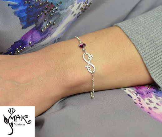 BR857 BRANSOLETKA Z GRAWEREM Swarovski Elements serce infinity