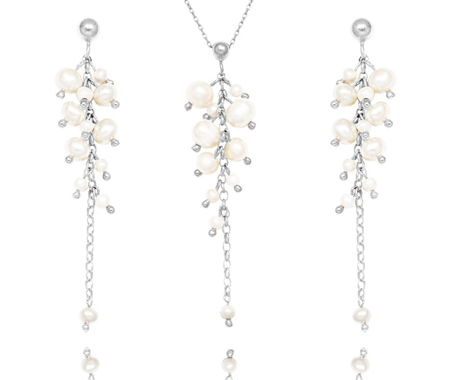 1394 komplet srebrny 925 z perełkami na ślub