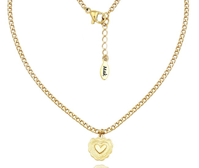 naszyjnik z grawerunkiem 1759 serce stal szlachetna, pozłacany