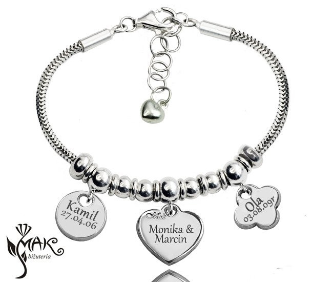 BR854 BRANSOLETKA z GRAWERUNKIEM laser solidna