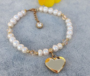 1105 bransoletka z grawerem złota serce stal perełki naturalne Swarovski Elements