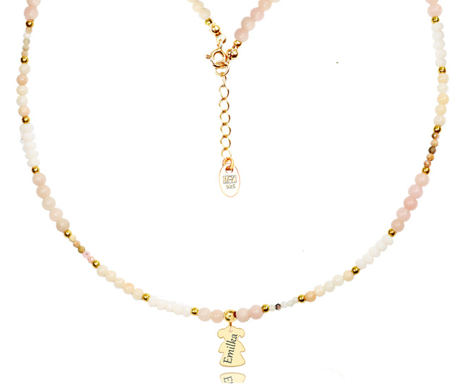 1373/2 naszyjnik srebrny 925 pozłacany z grawerem, różowy