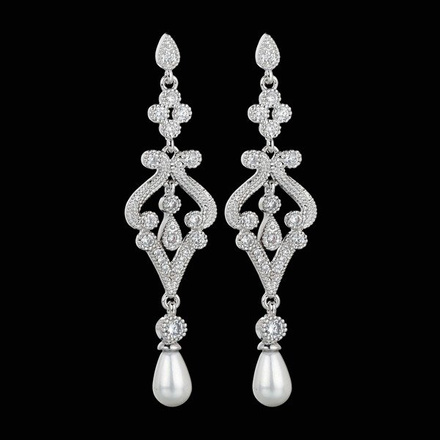 KOL 599/873 KOLCZYKI srebrne wysadzane cyrkoniami z perłą