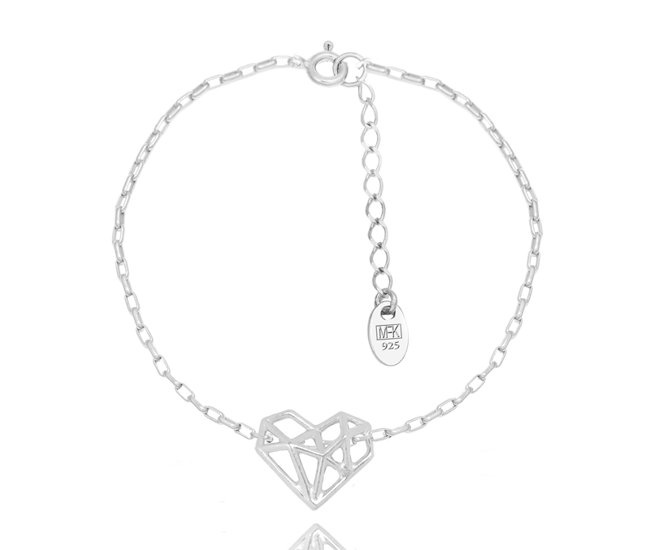 1383/24 bransoletka srebrna 925 z sercem ażurowym