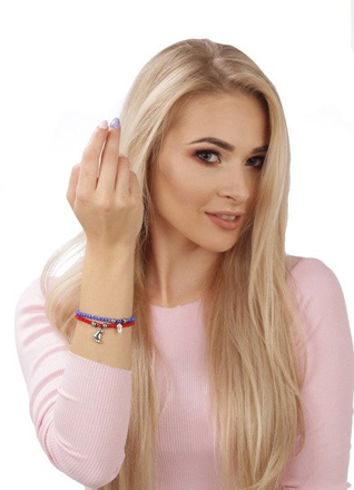 BR974 BRANSOLETKA Z GRAWEREM stópka stal kryształki