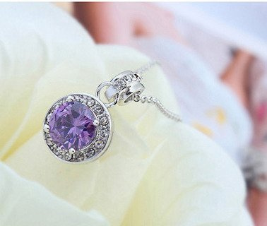 NK599/462 NASZYJNIK platynowany cyrkonia fiolet