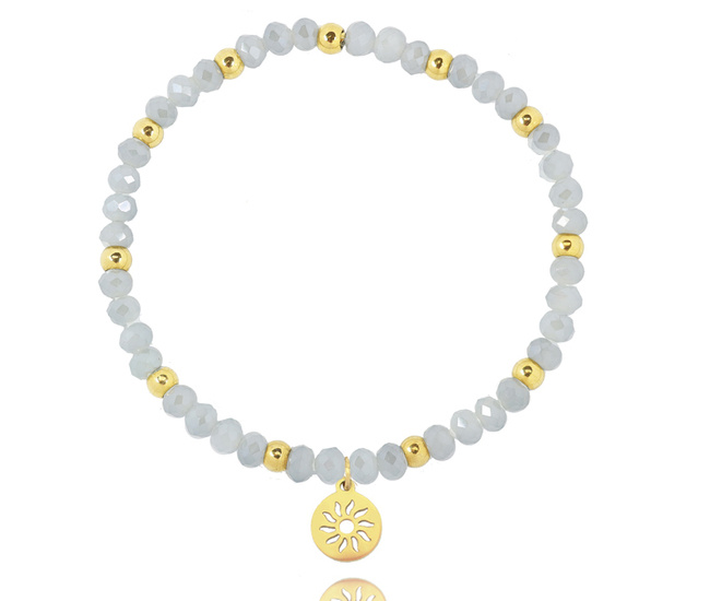 1444 bransoletka stal pozłacana kryształki słoneczko