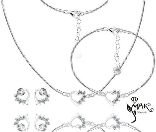 KPL801 serca KOMPLET celebrytka + pudełko z grawerem