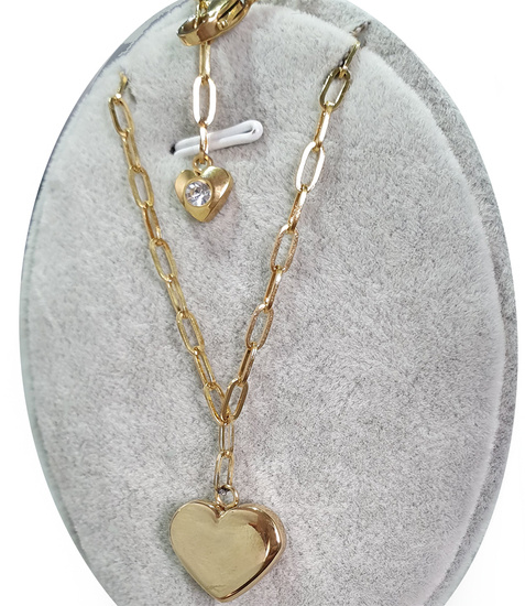 1232/22 naszyjnik złoty stal gruby łańcuszek serduszko pod grawerunek