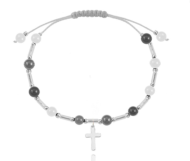 1631/14 bransoletka różaniec srebro 925 z kamieniami naturalnymi
