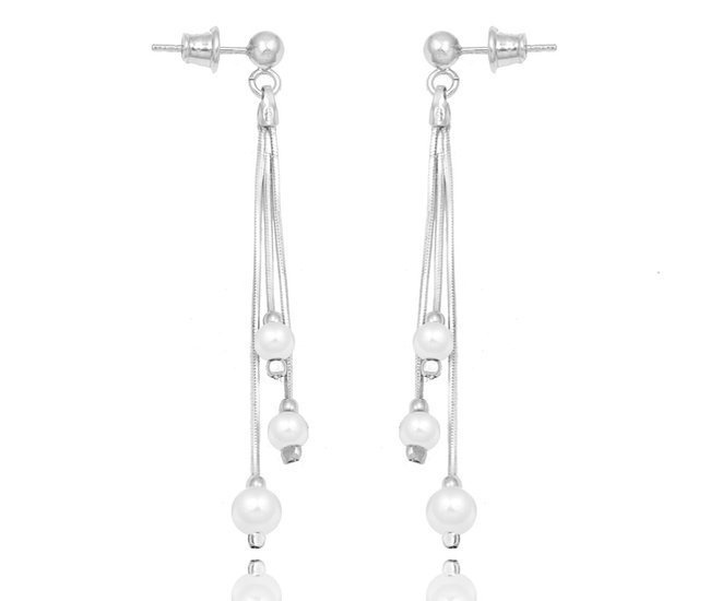 1268 kolczyki srebrne 925 potrójne perełki