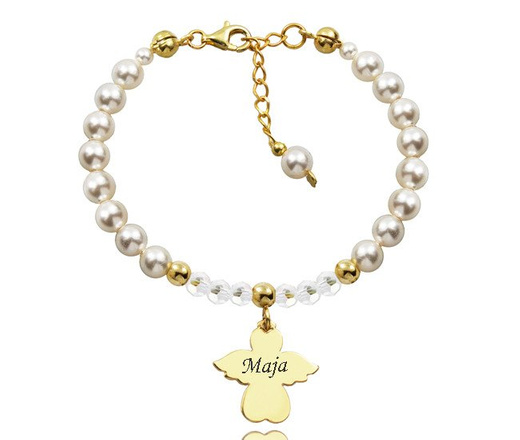 1073/1 komplet Swarovski Elements srebro 925 pozłacane prezent na komunię urodziny