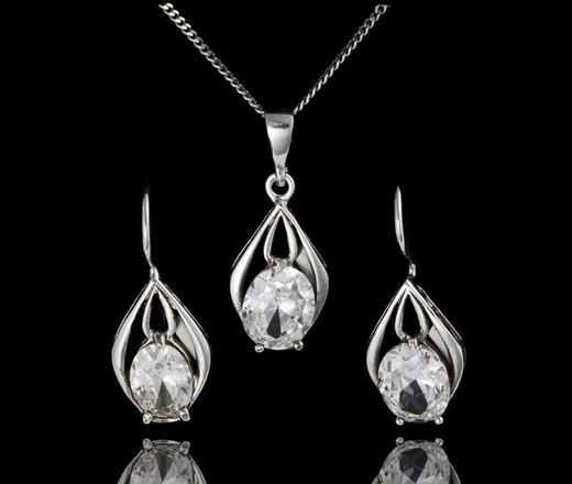 480/187 komplet srebrny w kształcie łez