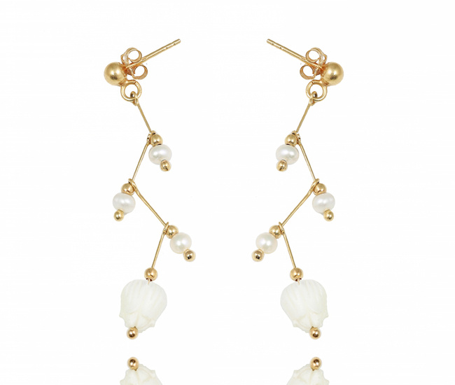 1512 kolczyki srebrne 925 złocone łamane z tulipanem