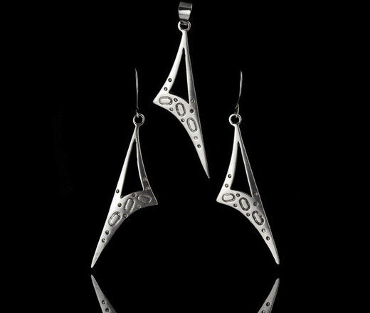 480/205 komplet srebrny trójkąty