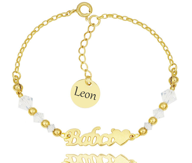 1316 bransoletka srebrna 925 pozłacana Babcia z grawerem