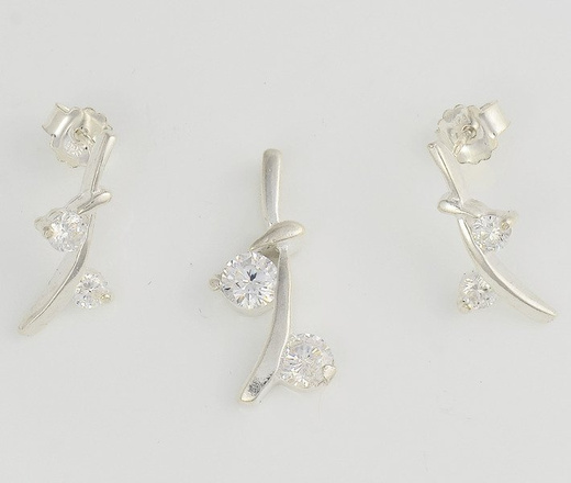 480/140 komplet srebrny 925 z błyszczącymi cyrkoniami