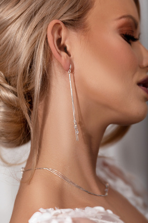 1526 kolczyki srebrne 925 długie potrójne z kryształkami