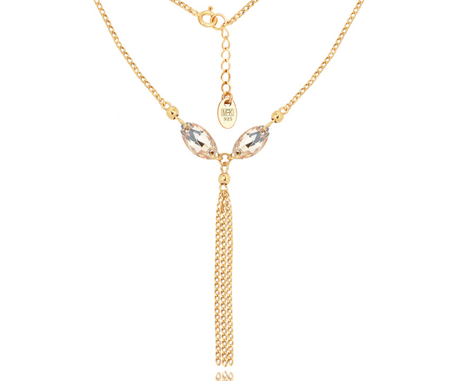 1449 naszyjnik srebrny 925 złocony wisiorek z kryształki