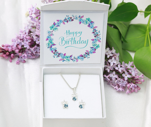 113/9 wisiorek srebrny 925 misie z niebieskim kryształkiem Swarovski elements