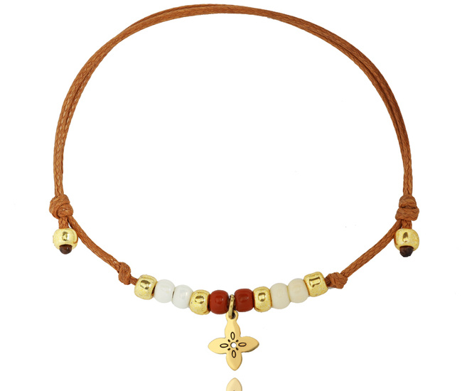 1423 bransoletka srebrna 925 złocona z koniczynką ażurową