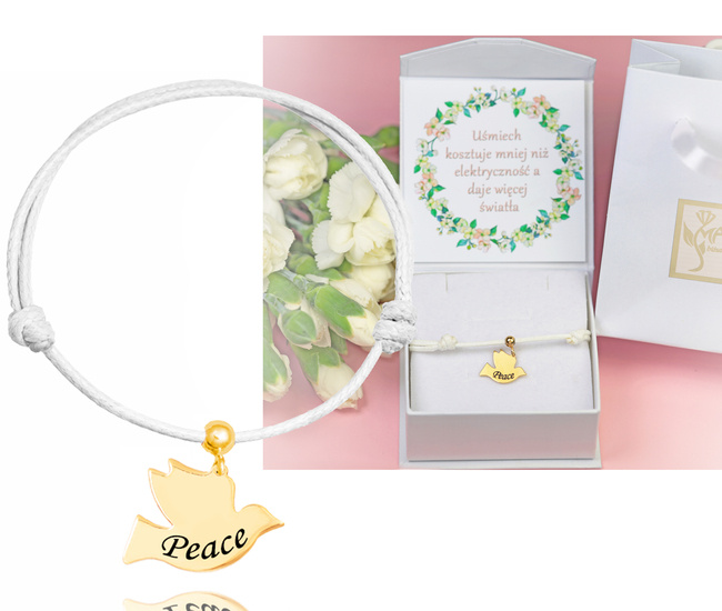 1205 bransoletka grawerowana srebro 925 złocone gołąb