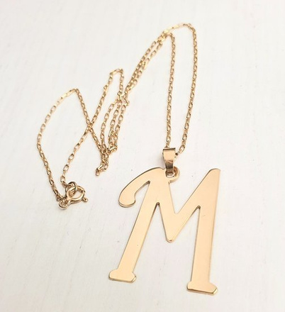 1186 naszyjnik srebrny 925 pozłacany dowolna duża literka inicjał M