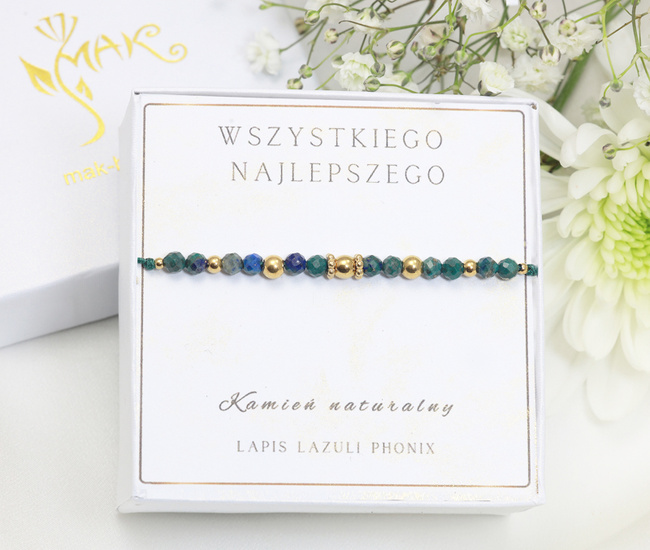 Zestaw urodzinowy bransoletka lapis lazuli phonix butelkowa zieleń 1873/12