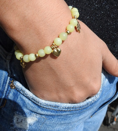 BR715/2 BRANSOLETKA limonkowa jadeit naturalny