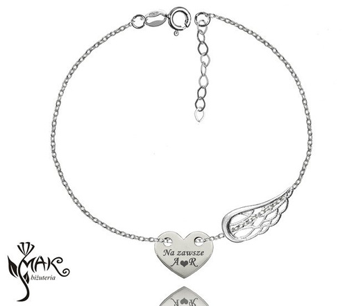 NK851 naszyjnik grawerunek celebrytka serce skrzydło srebro 925