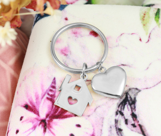 1559/2 brelok do kluczy z Twoim grawerunkiem srebrny dom