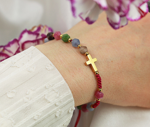 1631/17 bransoletka stalowa różaniec turmalin możliwość grawerunku