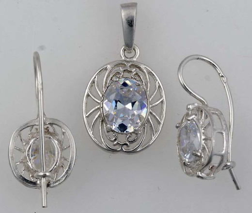 480/196 komplet srebrny ażurowe owale z cyrkonią
