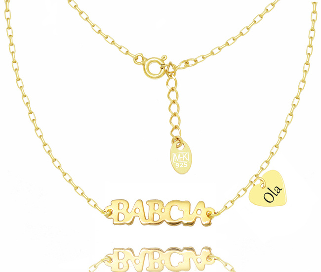 1317 naszyjnik dla Babci srebrny 925 pozłacany z grawerem