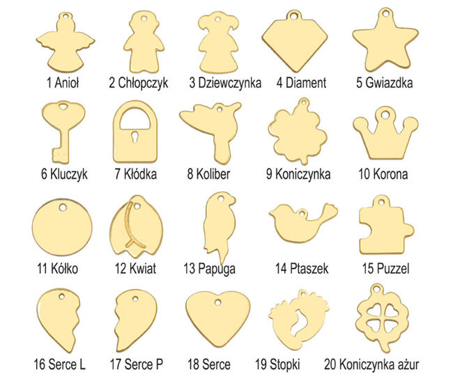 Dodatkowa zawieszka do bransoletki mała 10 mm , wisiorek srebrny pozłacany