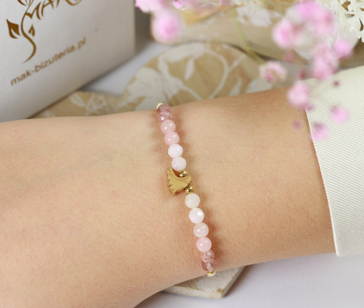 1732/1 bransoletka złocona z grawerem i kamieniami naturalnymi dla mamy