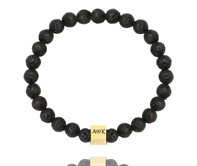 bransoletka męska z lawą wulkaniczną 1750/2 i grawerunkiem