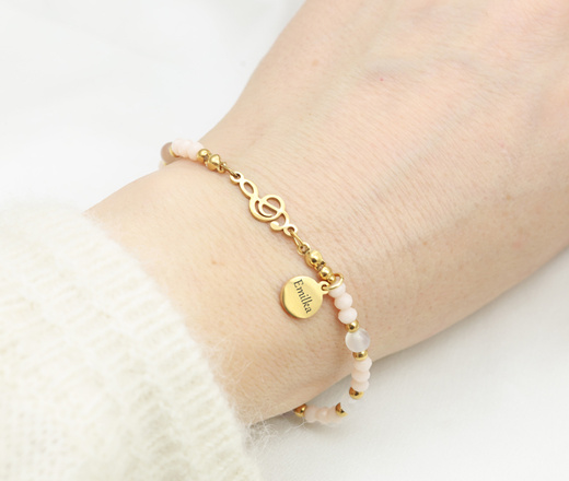 Bransoletka z kamieniami naturalnymi z grawerem klucz wiolinowy 1876/3