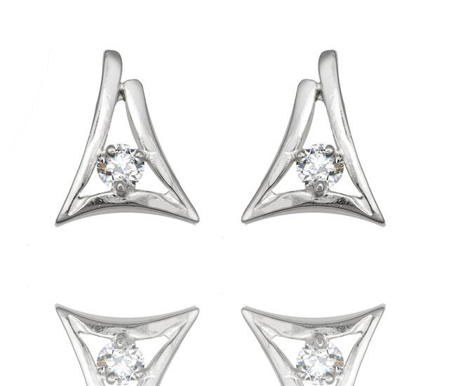 480/383 Kolczyki srebrne 925 trójkącik z cykonią