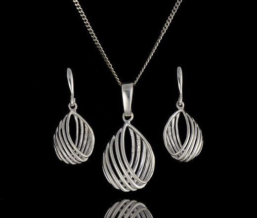 480/155 komplet srebrny w kształcie łez