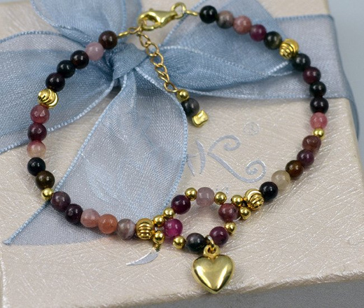 BR715/5 BRANSOLETKA z turmalinu, kamienia naturalnego w różnych odcieniach