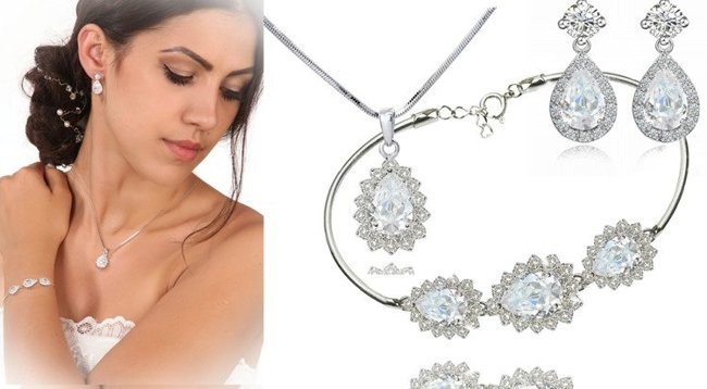 Kpl885 komplet ślubny, biżuteria ślubna z cyrkoniami b599/812  k599/545 n599.814