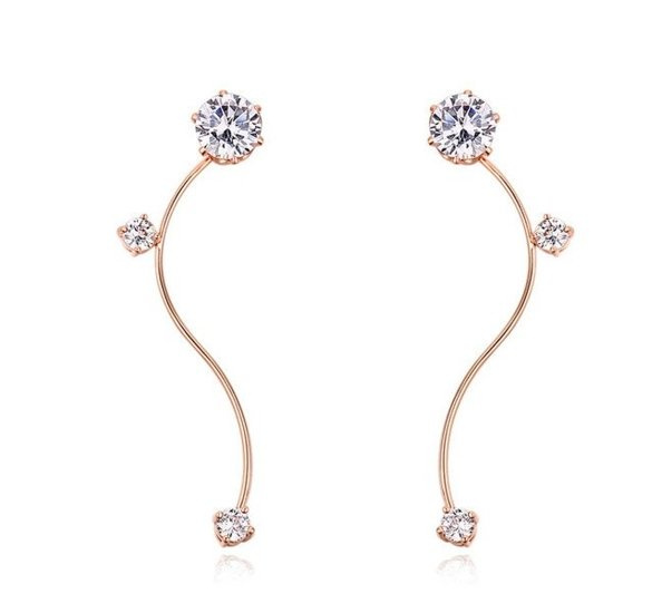 Kol 599/616 KOLCZYKI długie z krystalicznymi cyrkoniami, różowe złoto