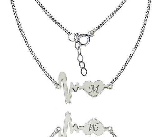 NK785 NASZYJNIK EKG linia życia SREBRO 925 celebrytka