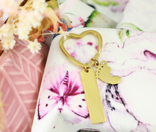 1559/5 brelok do kluczy z Twoim grawerunkiem pozłacany stópki