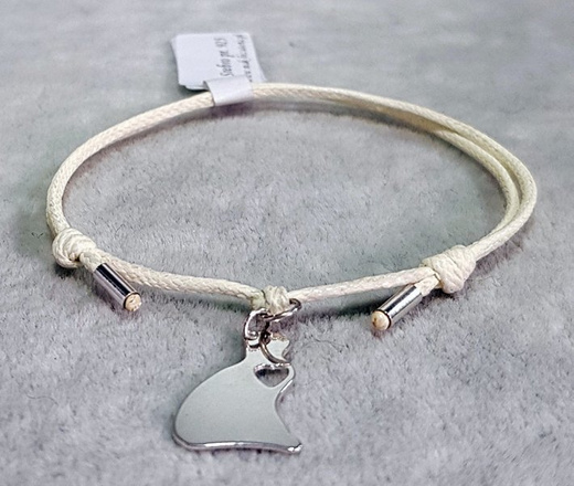 1034 Bransoletka z grawerem kot kotek, Srebrna 925 na sznurku