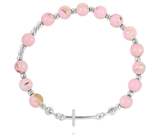 1627/10 bransoletka srebrna 925 różaniec z kamieniami naturalnymi howlit